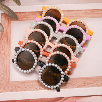 Dječje sunčane naočale s perla dizajnom, okrugli okvir, UV400 zaštita, PC leće, puni okvir