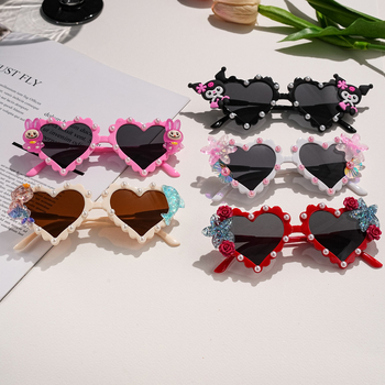 Dječje sunčane naočale u obliku srca, UV400, PC okvir, posebne reflektirajuće leće, nisu polarizirane, Kategorija 2 zaštita od sunca, Proljeće 2025, za zaštitu od sunca, putovanja, aktivnosti na otvorenom