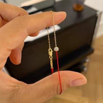 Unisex χειροποίητο βραχιόλι από κόκκινο σκοινί με έναν διαμάντι, σχέδιο μισού σκοινιού μισής αλυσίδας, δώρο για το έτος ζωδίου, άνοιξη 2024