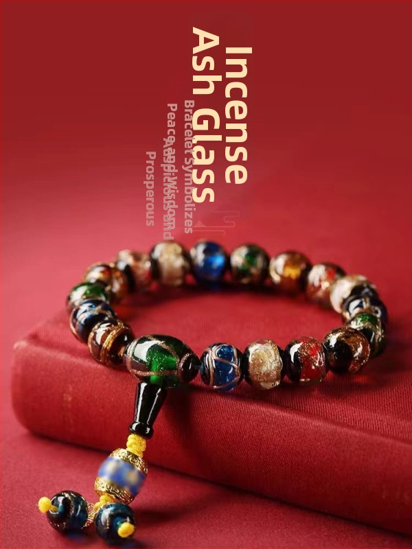 Гривна от глазирано стъкло, дворцов стил, унисекс, ръчна изработка, геометричен дизайн