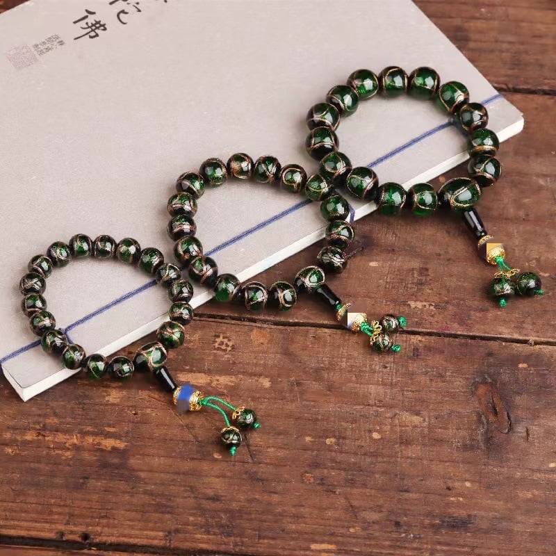 Гривна от глазирано стъкло, дворцов стил, унисекс, ръчна изработка, геометричен дизайн