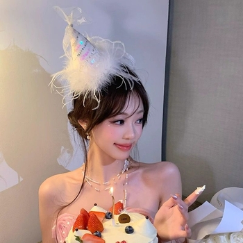 Clip de păr cu pene pufoase, plasă și nod în formă de fluture pentru păr de ziua de naștere și fotografii la petreceri (Cross-border Export Exclusive Supply; Gift for Advertising; Makeup and Costume Props)