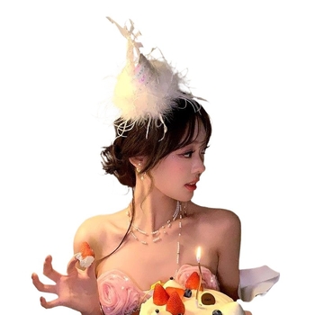 Clip de păr cu pene pufoase, plasă și nod în formă de fluture pentru păr de ziua de naștere și fotografii la petreceri (Cross-border Export Exclusive Supply; Gift for Advertising; Makeup and Costume Props)