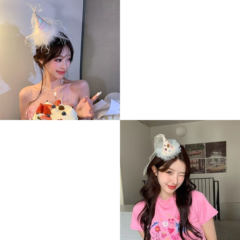 Clip de păr cu pene pufoase, plasă și nod în formă de fluture pentru păr de ziua de naștere și fotografii la petreceri (Cross-border Export Exclusive Supply; Gift for Advertising; Makeup and Costume Props)