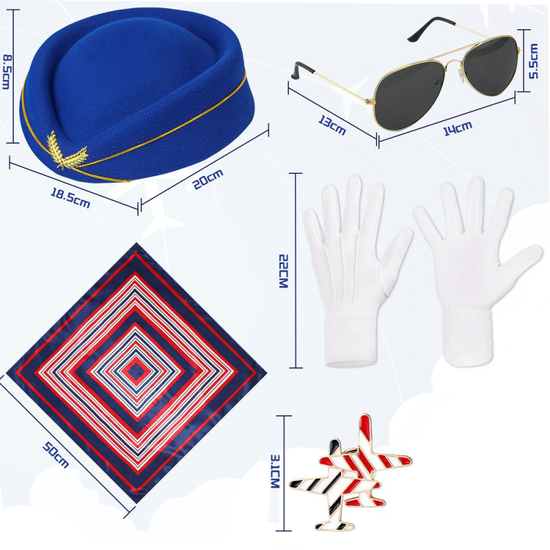 Cosplay аксесоари за облекло с шапки капитана и стюардеси – полиестер, геометричен принт, полуръчна и полумеханична изработка, персонализируеми