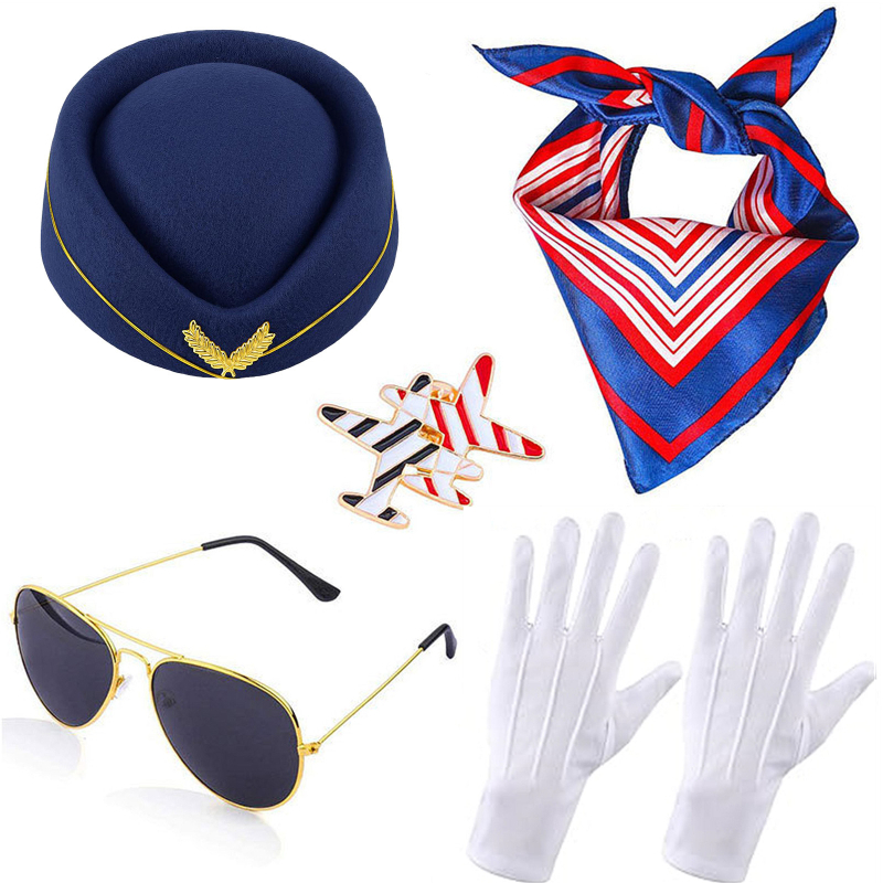 Cosplay аксесоари за облекло с шапки капитана и стюардеси – полиестер, геометричен принт, полуръчна и полумеханична изработка, персонализируеми