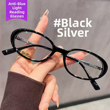 Γυναικείες γυαλιά ανάγνωσης με αντιμπλε φως, οβάλ σκελετός με πλήρη κάσα, συμβατά με φακούς με συνταγή, για ηλικιωμένους