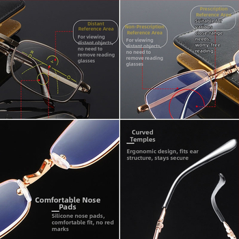 Μεταλλικά αναδιπλούμενα γυαλιά ανάγνωσης για πρεσβυωπία, αντι-μπλε φως, διπλής όρασης, unisex, φακοί PC, μοντέλο J138