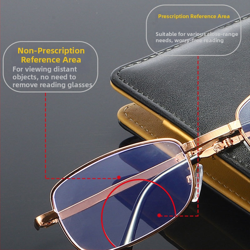Μεταλλικά αναδιπλούμενα γυαλιά ανάγνωσης για πρεσβυωπία, αντι-μπλε φως, διπλής όρασης, unisex, φακοί PC, μοντέλο J138