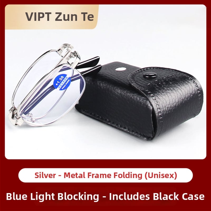 Μεταλλικά αναδιπλούμενα γυαλιά ανάγνωσης για πρεσβυωπία, αντι-μπλε φως, διπλής όρασης, unisex, φακοί PC, μοντέλο J138