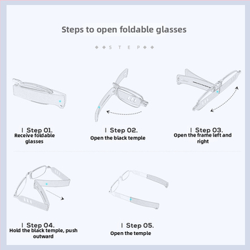 Γυαλιά ανάγνωσης με αντι-μπλε φως, πτυσσόμενα γύρω από τον λαιμό, εξαιρετικά ελαφριά μεταλλική κατασκευή, φακοί HD