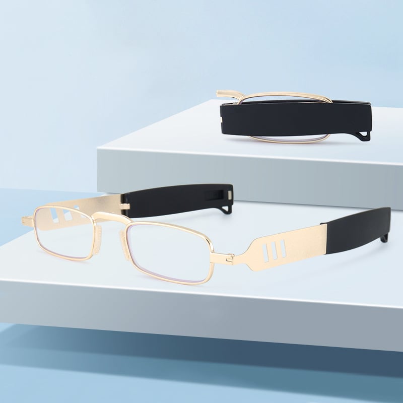 Γυαλιά ανάγνωσης με αντι-μπλε φως, πτυσσόμενα γύρω από τον λαιμό, εξαιρετικά ελαφριά μεταλλική κατασκευή, φακοί HD