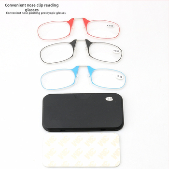 Γυαλιά ανάγνωσης με κλιπ για τη μύτη, ασφαιρικοί φακοί AC, TR90 πλαίσιο, μοντέλο 7772, τετράγωνο σχήμα
