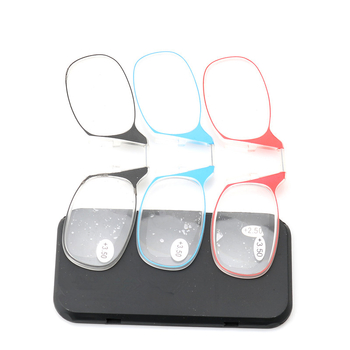 Γυαλιά ανάγνωσης με κλιπ για τη μύτη, ασφαιρικοί φακοί AC, TR90 πλαίσιο, μοντέλο 7772, τετράγωνο σχήμα