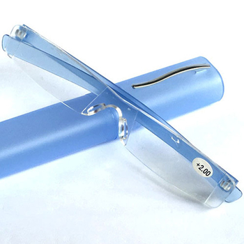 Γυαλιά ανάγνωσης με ενσωματωμένο θήκη στυλό, φακοί ρητίνης, χωρίς πλαίσιο, τετράγωνου σχήματος, μοντέλο 3001