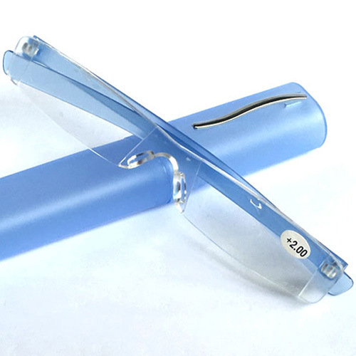 Γυαλιά ανάγνωσης με ενσωματωμένο θήκη στυλό, φακοί ρητίνης, χωρίς πλαίσιο, τετράγωνου σχήματος, μοντέλο 3001