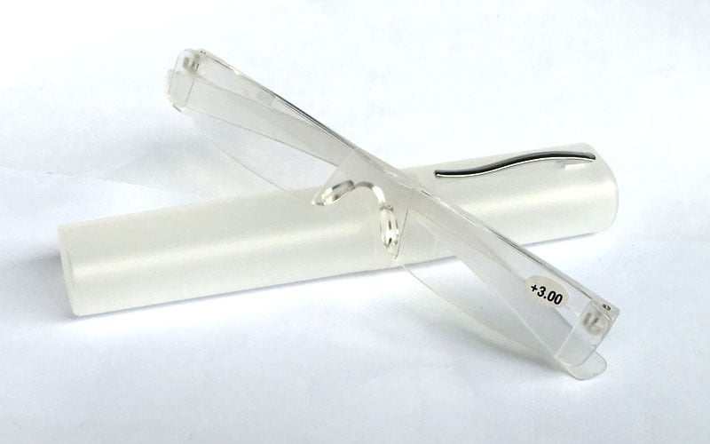 Γυαλιά ανάγνωσης με ενσωματωμένο θήκη στυλό, φακοί ρητίνης, χωρίς πλαίσιο, τετράγωνου σχήματος, μοντέλο 3001