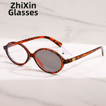 Γυαλιά ανάγνωσης με φακούς που αλλάζουν χρώμα, UV‑ανθεκτικοί και αντιμπλε φως; οβάλ πλήρης σκελετός από PC υλικό