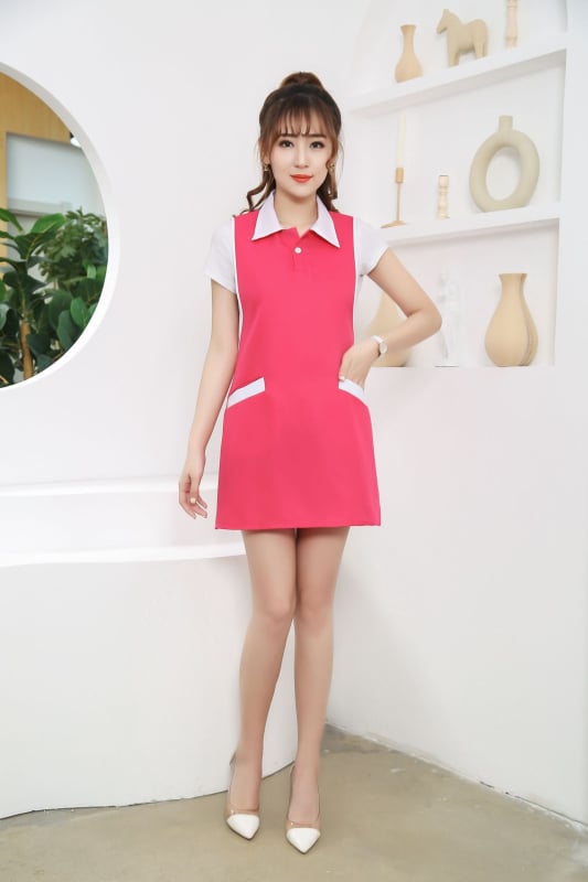 Uniformă cu șorț pentru saloane de înfrumusețare și personal — feminin; rezistent la ulei și dezinfectare; țesătură: viscoză; fibră secundară: fibre groase; conținut principal 30%, secundar 25%; potrivit pentru îmbrăcăminte medicală/halat alb; toate sezoan