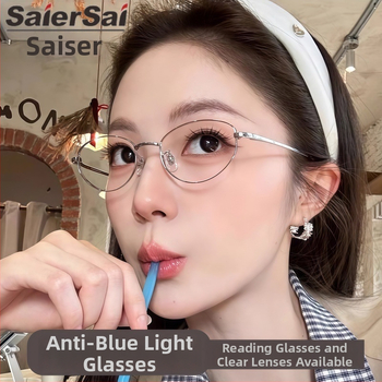 Γυαλιά ανάγνωσης με μεταλλικό σκελετό, οβάλ σχήματος, πολυκαρβονικοί φακοί, προστασία από μπλε φως, στυλ βιντάζ