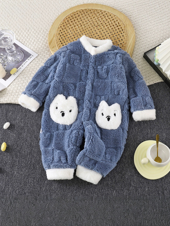 Dječji plišani romper, topao za proljeće, jesen i zimu, s dugim rukavima, unisex
