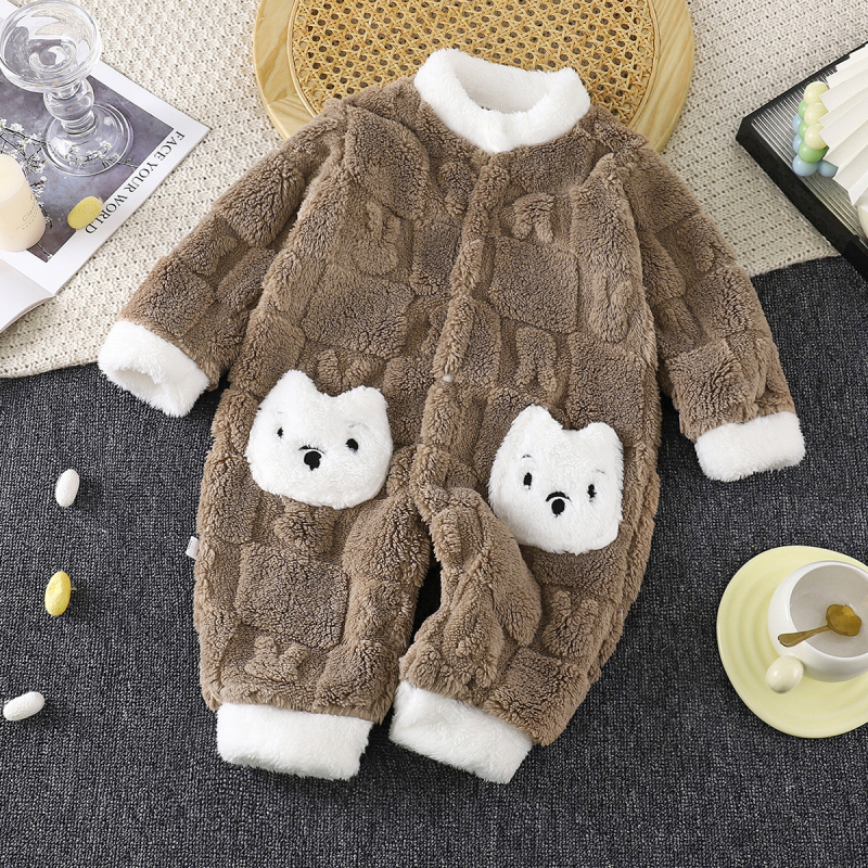 Dječji plišani romper, topao za proljeće, jesen i zimu, s dugim rukavima, unisex