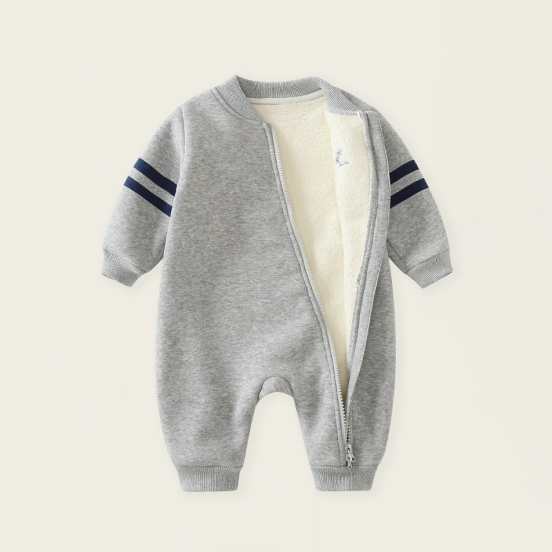 Bejbi pamučni jumpsuit s dijagonalnim zatvaračem, dugi rukavi, 85% pamuk, korejski stil, zimska odjeća za novorođenčad