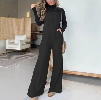 Sieviešu kokvilnas kombinezons ar siksnām, plata kāja, ikdienas stils, pavasaris 2025