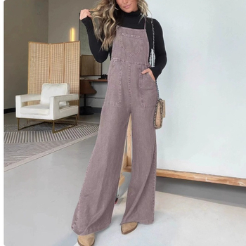 Sieviešu kokvilnas kombinezons ar siksnām, plata kāja, ikdienas stils, pavasaris 2025