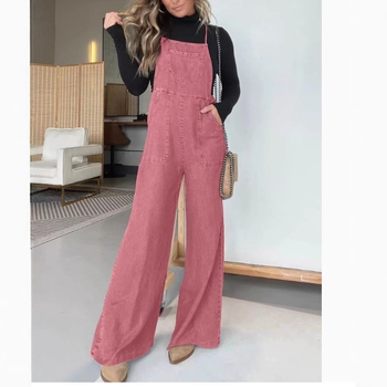 Sieviešu kokvilnas kombinezons ar siksnām, plata kāja, ikdienas stils, pavasaris 2025