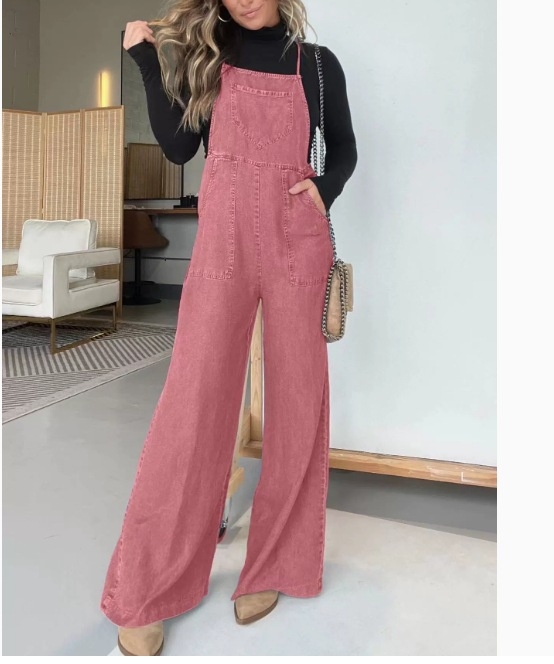 Sieviešu kokvilnas kombinezons ar siksnām, plata kāja, ikdienas stils, pavasaris 2025