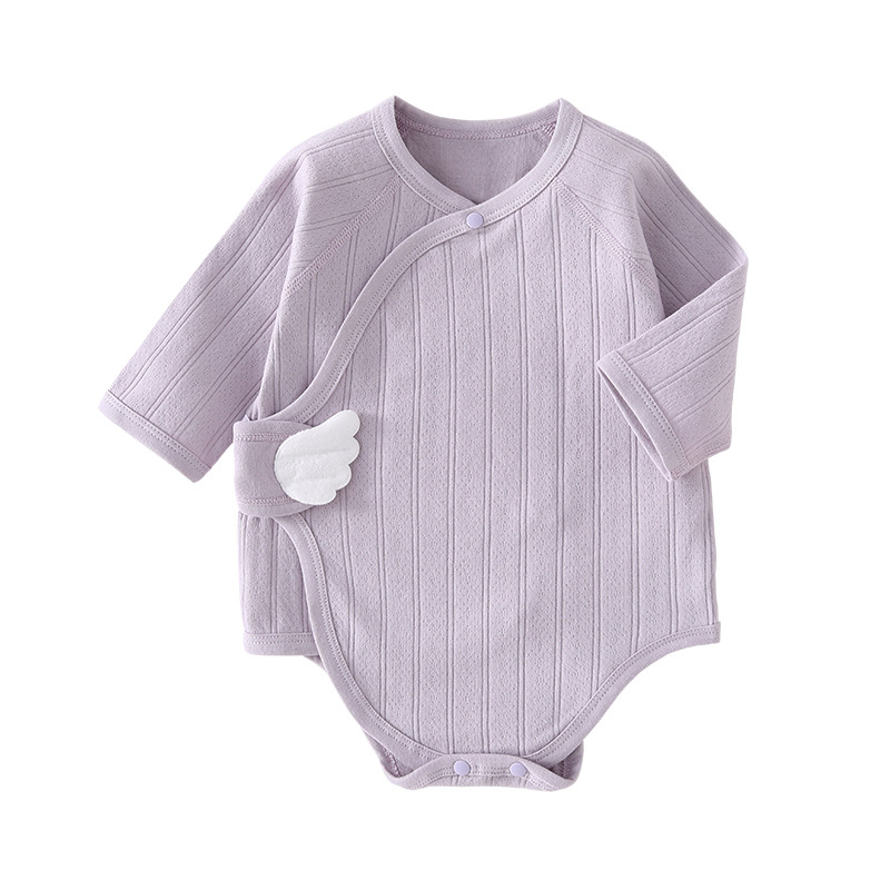 Kombinezon za novorođenče od 100% pamuka, Velcro zatvarač, dugi rukavi, unisex, trokutasti romper za puzanje