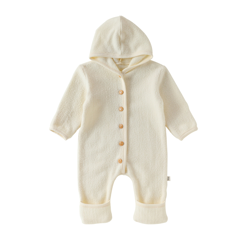 Kombinezon s kapuljačom za bebe - unisex, dugi rukavi; za uzrast 1–3 godine; glavna tkanina: 78% akril, 19,5% najlon, 2,5% spandex