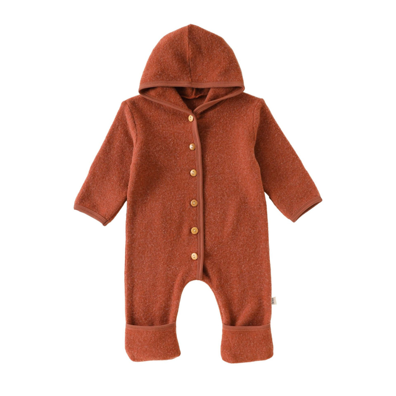 Kombinezon s kapuljačom za bebe - unisex, dugi rukavi; za uzrast 1–3 godine; glavna tkanina: 78% akril, 19,5% najlon, 2,5% spandex