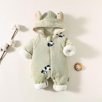 Újszülött téli overál, vastag fleece belső réteggel, kapucnival, cipzáras záródással, uniszex