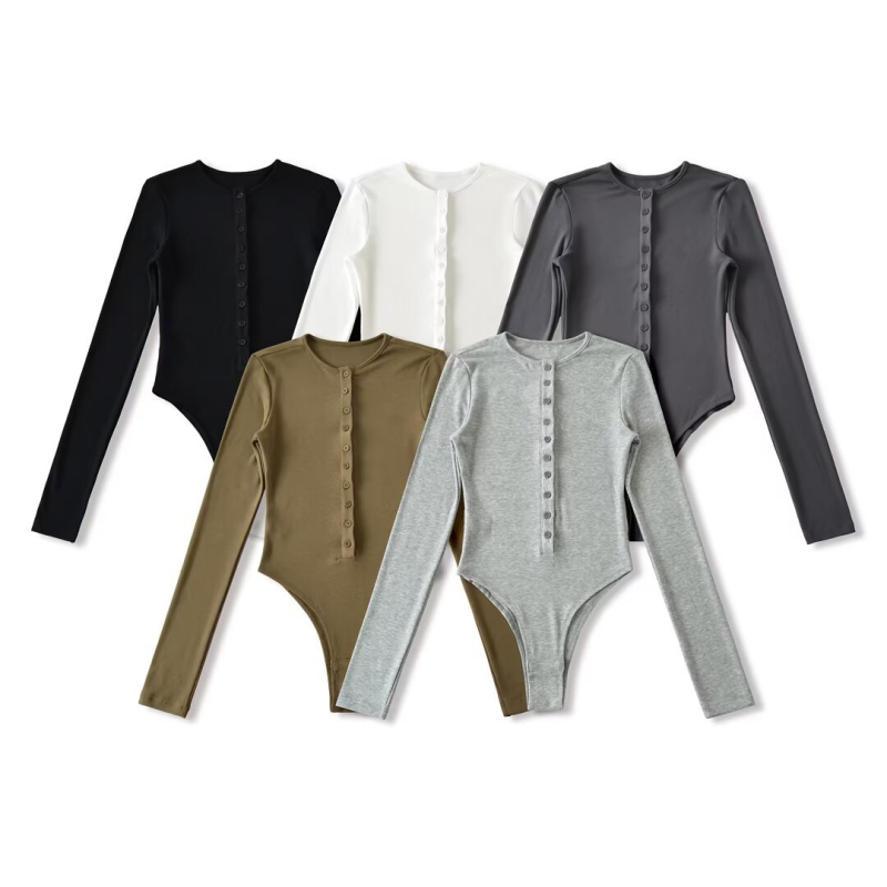 Rudens 2025 viskozes kombinezons ar augstu elastību, garām piedurknēm un trešdaļas garuma biksēm