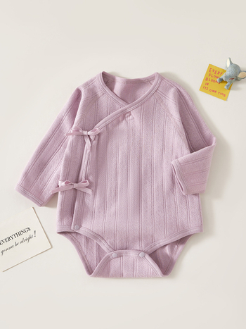Dječji pamucni romper s dugim rukavima, unisex, novorođenče, 100% pamuk, dijagonalno kopčanje