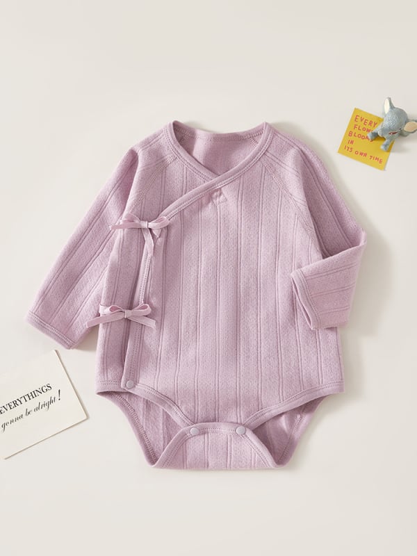 Dječji pamucni romper s dugim rukavima, unisex, novorođenče, 100% pamuk, dijagonalno kopčanje