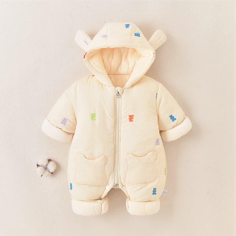Zimski jednodijelni kombinezon za bebe od najlona s kapuljom, unisex, 0-12 mjeseci, zatvarač