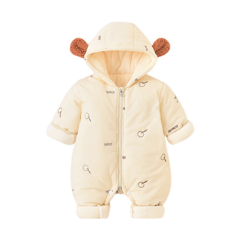 Zimski jednodijelni kombinezon za bebe od najlona s kapuljom, unisex, 0-12 mjeseci, zatvarač