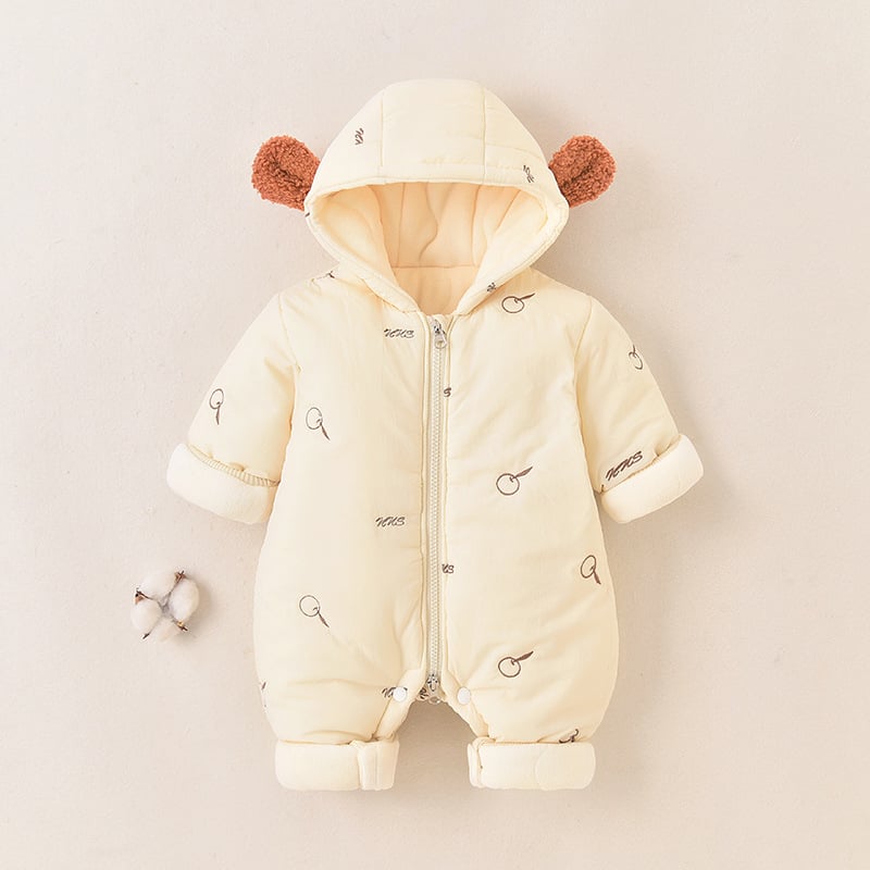 Zimski jednodijelni kombinezon za bebe od najlona s kapuljom, unisex, 0-12 mjeseci, zatvarač