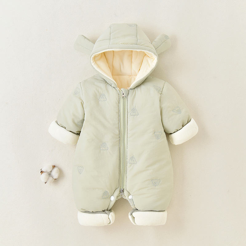 Zimski jednodijelni kombinezon za bebe od najlona s kapuljom, unisex, 0-12 mjeseci, zatvarač