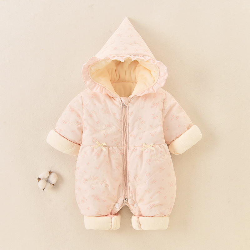 Zimski jednodijelni kombinezon za bebe od najlona s kapuljom, unisex, 0-12 mjeseci, zatvarač