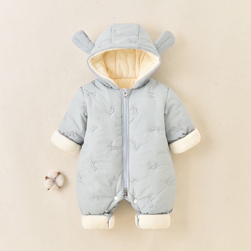 Zimski jednodijelni kombinezon za bebe od najlona s kapuljom, unisex, 0-12 mjeseci, zatvarač