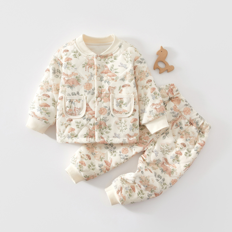 Dječji quilted zimski dvodijelni set, 100% pamuk, deblji, unisex, za novorođenčad 0–12 mjeseci