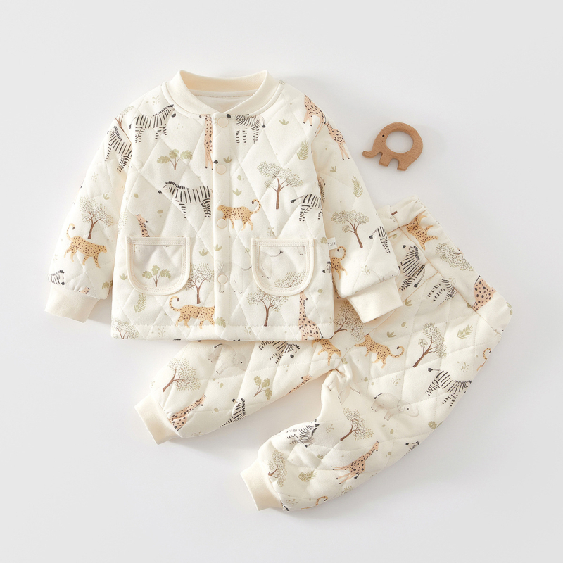Dječji quilted zimski dvodijelni set, 100% pamuk, deblji, unisex, za novorođenčad 0–12 mjeseci