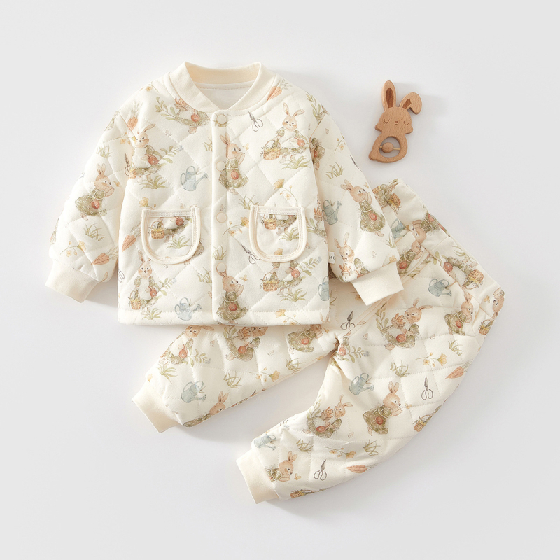 Dječji quilted zimski dvodijelni set, 100% pamuk, deblji, unisex, za novorođenčad 0–12 mjeseci