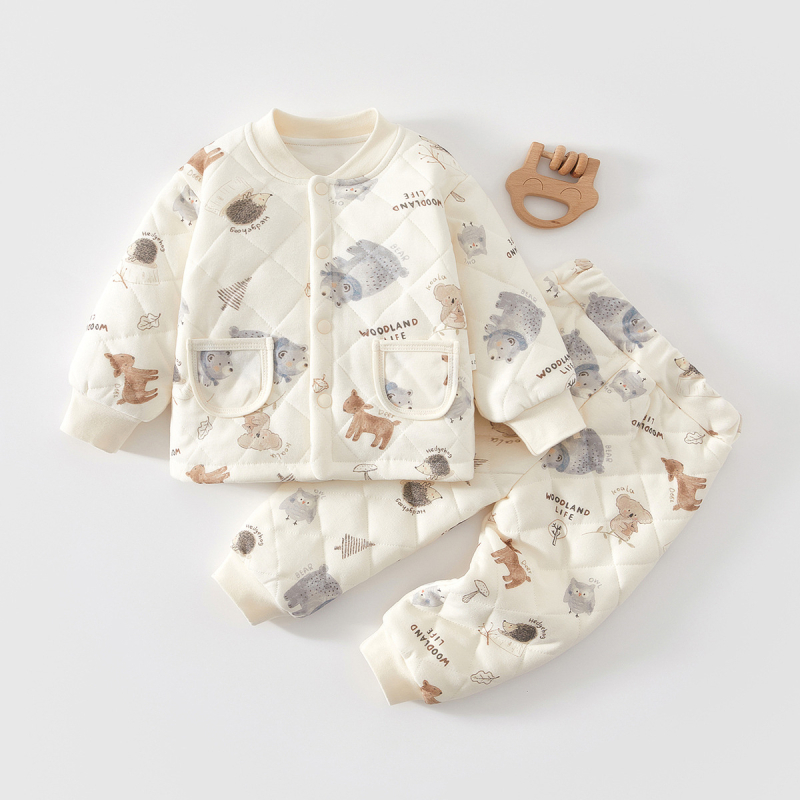 Dječji quilted zimski dvodijelni set, 100% pamuk, deblji, unisex, za novorođenčad 0–12 mjeseci