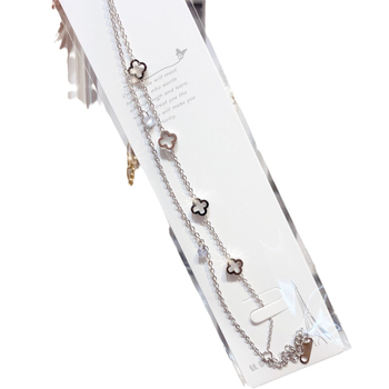 Гривна от титаниева стомана с мотив четирилистна детелина, Seiko обработка, марка Light Dust, дамска модна бижутерия