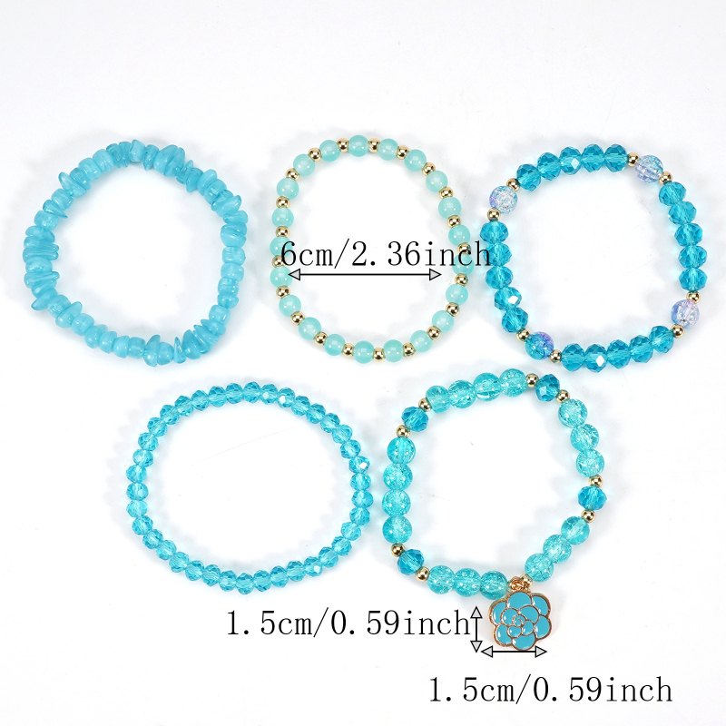 Бохемска гривна с висулка във формата на цвете, стъклени мънисти, електроплатиране, многослойна за жени